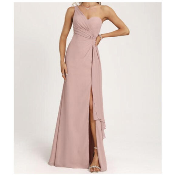 Dresses & Skirts - JJs HOUSE dusty rose one shoulder maxi bridesmaids dress sz 14